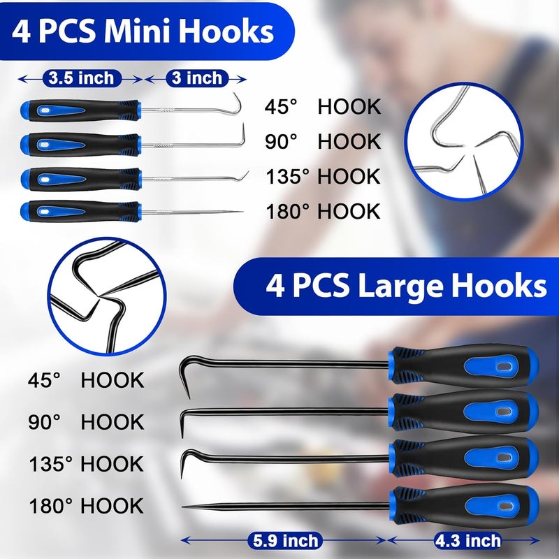Keze 17 Pcs Hook and Pick Set Auto Trim Removal Tool Kit,Clip Plier Remover Tool Gasket Scraper Telescoping Magnetic Pickup Tool for Automotive Repair and Car Body Door Panel Fastener Removal - Image 2